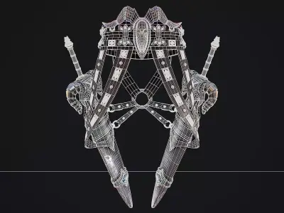 Fantasy swords with scabbard game ready 3d model Low-poly 3D model