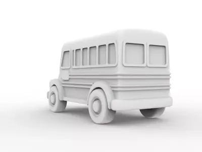 Vintage Wooden School Bus Toy 3D print model