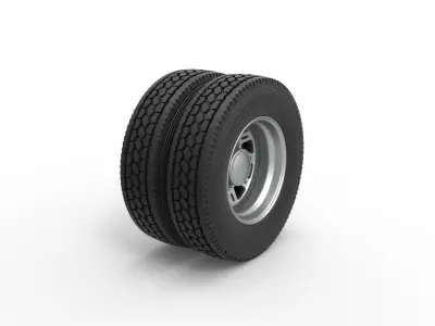 Rear custom wheel of semi truck Version 19 Scale 1 to 25 3D print model