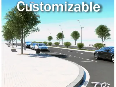 CITY STREET CUSTOMIZABLE 3D model