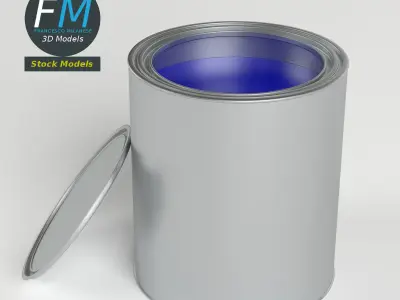 Open paint can and lid 3D model