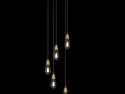FACTORY FILAMENT BARE BULB ROUND PENDANT 3D model