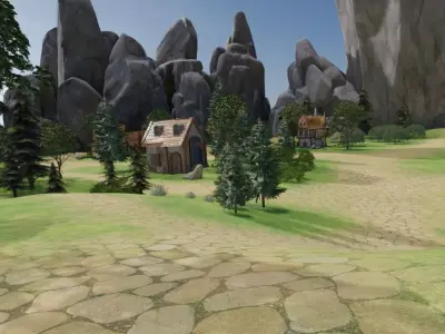 Mountain Village Landscape 3D model