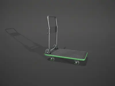 Folding Platform Truck - Trolley - Green Accents Low-poly 3D model