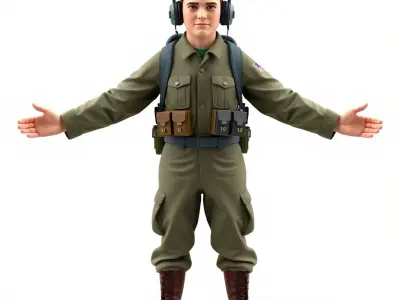 Young Soldier Character Rigged and Animated for Game Development Low-poly 3D model