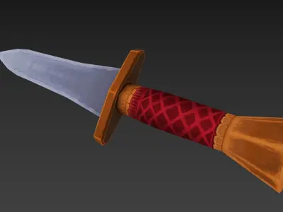 Hand Painted Low Poly Sword Free low-poly 3D model