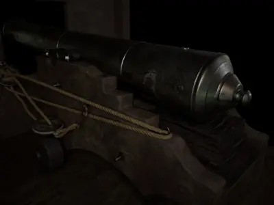 Old Iron Cannon Low-poly 3D model buy