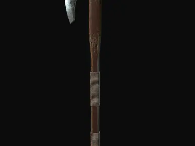 2 handed nordic style battle axes Low-poly 3D model