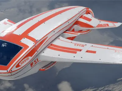 Futuristic airplane  Low-poly 3D model
