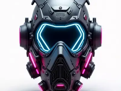 Neon Enforcer Gas Mask Helmet 3D Model Low-poly 3D model