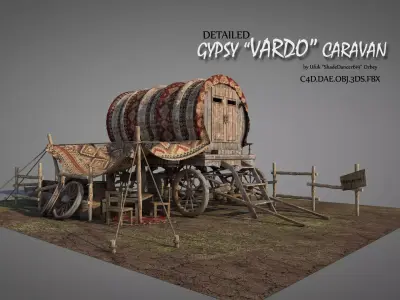 Gypsy Vardo Caravan 3D model