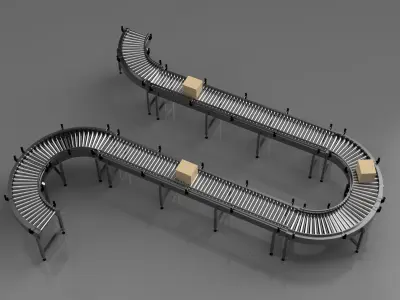 Roller Conveyor Belt 3D Model Assembly 3D model