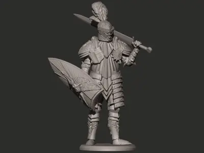 Knight in armor holding sword 3D print model