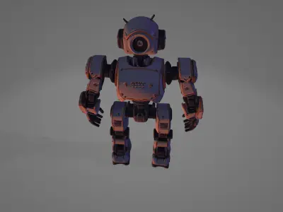  Futuristic Humanoid Robot Low-poly 3D model