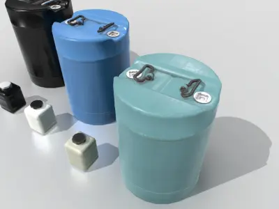 Plastic Barrel 5 Low-poly 3D model