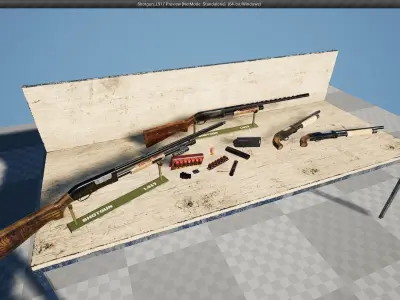 3 Pieces Shotgun L917 Series - Unreal Engine Project Low-poly 3D model