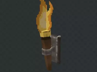 3d pixel torch Low-poly 3D model