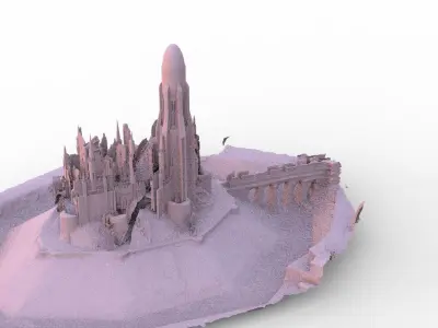 Castle with Moat 3D model