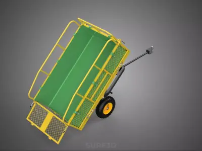 TILTED DUMP TRAILER CARGO CART WAGON GARDEN TRACTOR LAWN MOWER 2 3D model