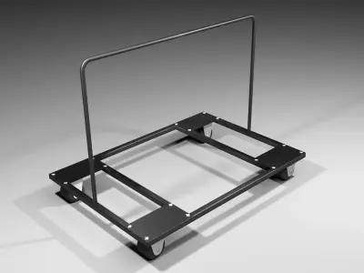 Trolley 4 metal stand with two legs 3D model