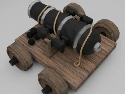 Low poly Classic Old Cannon Free low-poly 3D model