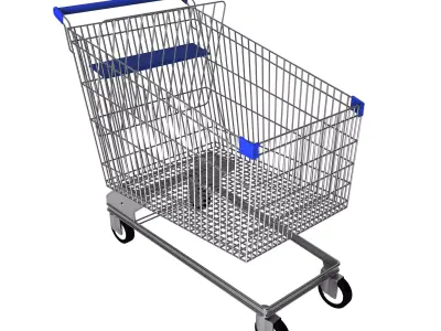 Steel shopping trolley 3D model