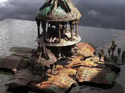 Dark Elven Sci-Fi CityDomes Bases 1 Kitbash  3D model