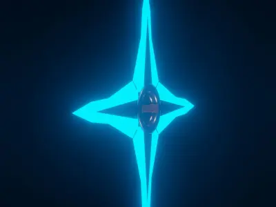 Shuriken 3d model in blue weapon for game assets Low-poly 3D model