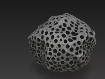 Porous Sci-Fi Meteorite Asteroid - 4K PBR High-Poly 3D model