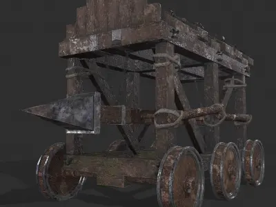 War Mechanism Battering Ram Low-poly 3D model