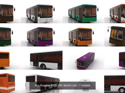 Bus Bogdan A501-801 Serial Line 3D Model Pack