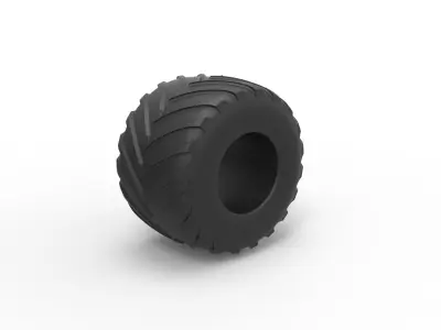 Monster Jam tire 19 Scale 1 to 25 3D print model
