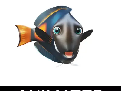 Achilles Tang Animated Fish  Low-poly 3D model