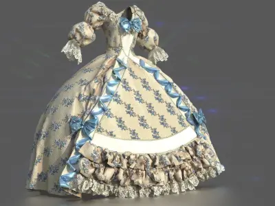 BAROQUE RENAISSANCE DRESS 3D model
