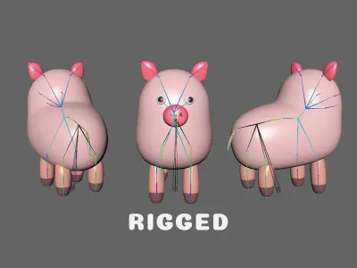 Low-Poly Pig Animated - Fun World Animal  Low-poly 3D model