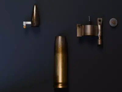 12-7mm Low Poly Bullet Lighter - Game Ready Lighter Prop Low-poly 3D model