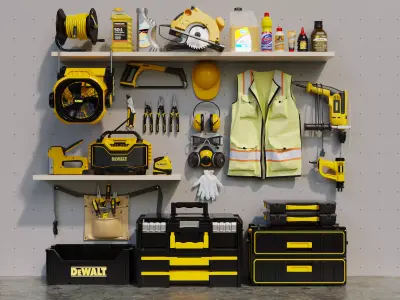 Complete Workshop Garage Tool Wall Organizer Set  3D model