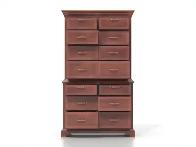 Antique Wooden Chest of Drawers 03 Low-poly 3D model