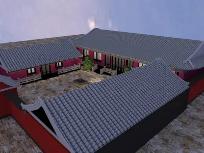 Chinese ancient courtyard  house 3D model 2