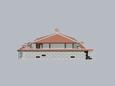 Okinawan Red-Tile House Ryukyu Traditional Minka  Low-poly 3D model