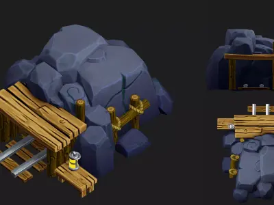 Game-ready stylized mine  Low-poly 3D model