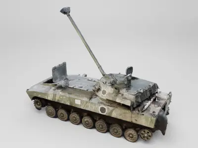 Russian 2S34 Hosta howitzer destroyed by Ukrainian military  3D model