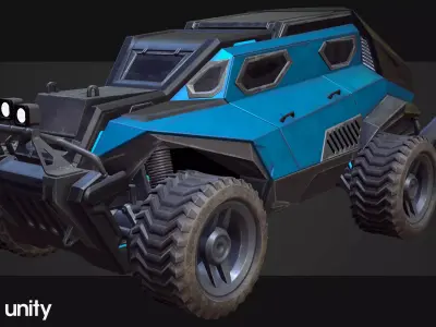 Sci-Fi Armored Racing Jeep 4X4 PBR Low-poly 3D model