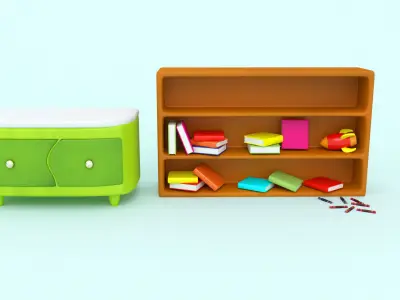 Cartoon Boy room - Low-poly 3D model Low-poly 3D model