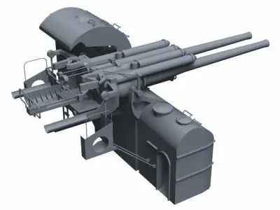Type 89 40 caliber 12cm high angle gun 3D model