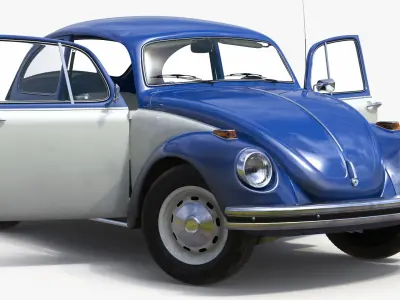 Iconic Volkswagen Beetle Rigged 3D model