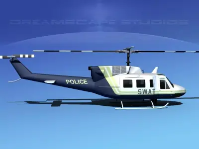 Bell 212 V09 Police SWAT 3D model