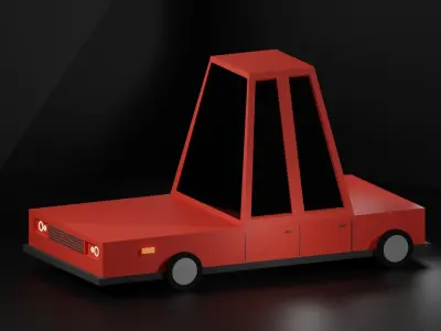Low poly red car  minimal style Free low-poly 3D model