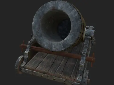 old rusty medieval mortar Low-poly 3D model