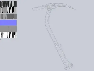 Ice axe Low-poly 3D model